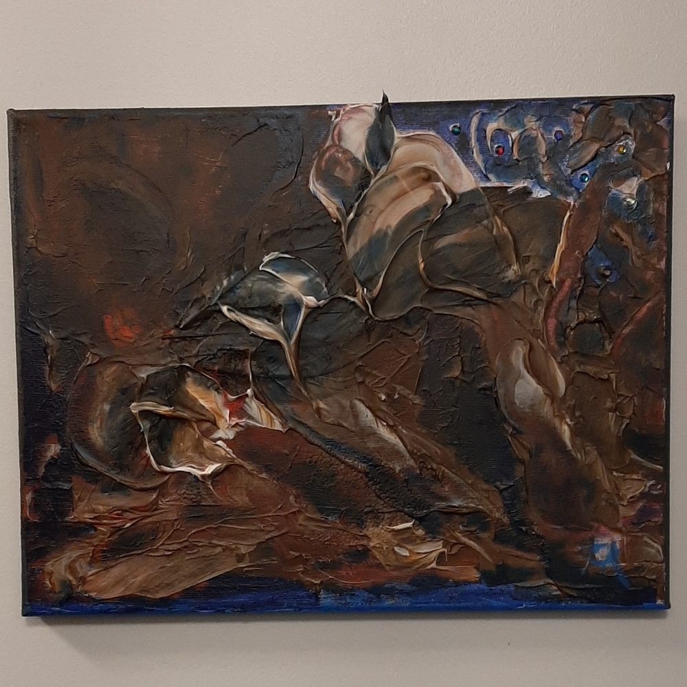 Vintage Oil Painting on Canvas by Carole Andrews Movement #2 Signed 11" x 14"
